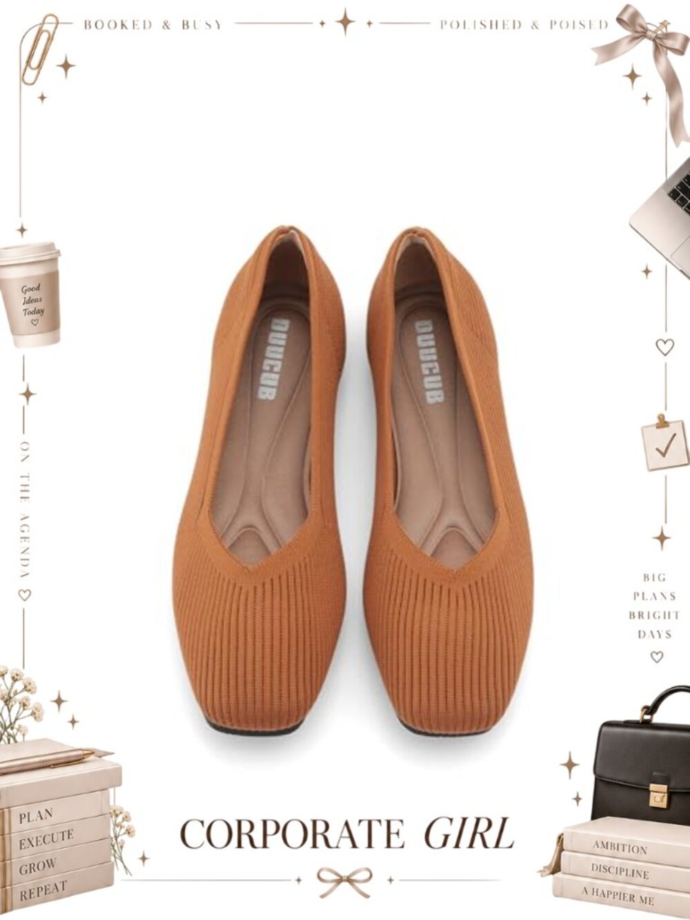 Knit Foldable Ballet Flats Square Toe Comfortable Slip-On Womens Shoes